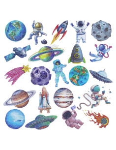 120 Tatuajes Temporales Brillantes Galaxia Niños 12 Hojas