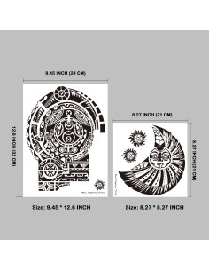 Tatuajes Temporales Grandes LEOARS Dwayne & Tribal - 6 Hojas 2