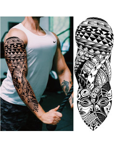 Mangas de Tatuajes Temporales Tribales Briyhose - 6 Hojas 48x17 cm 2