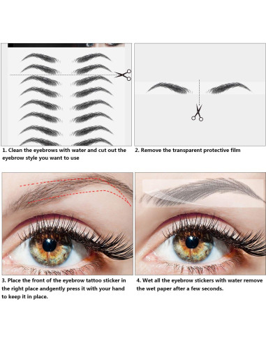 Calcomanías de Cejas Impermeables Maitys 12 Hojas Estilo Clásico