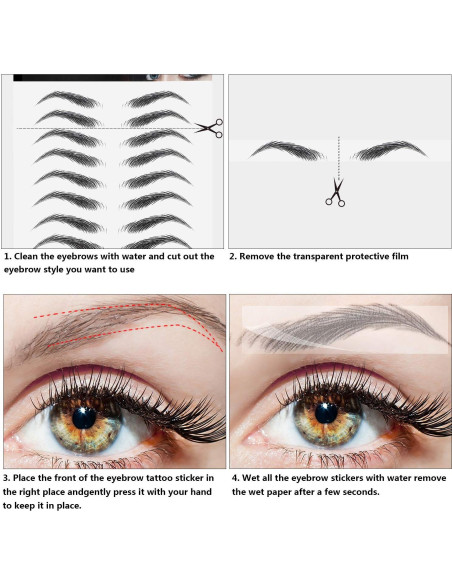 Calcomanías de Cejas Impermeables Maitys 12 Hojas Estilo Clásico