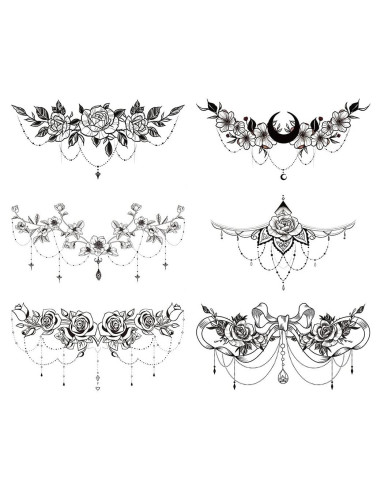 Tatuajes Temporales Glaryyears Pack 6 Flores Realistas 14x24cm