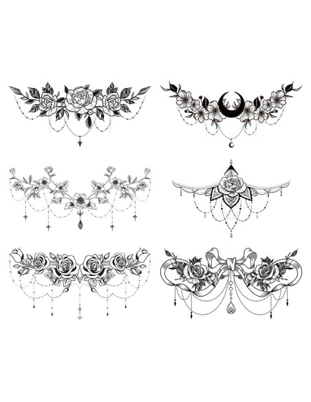 Tatuajes Temporales Glaryyears Pack 6 Flores Realistas 14x24cm