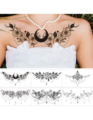 Tatuajes Temporales Glaryyears Pack 6 Flores Realistas 14x24cm