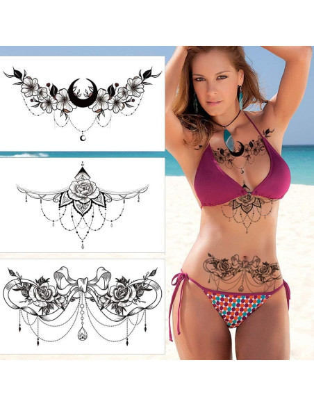 Tatuajes Temporales Glaryyears Pack 6 Flores Realistas 14x24cm