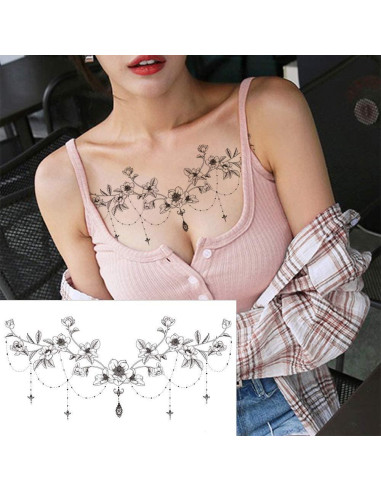 Tatuajes Temporales Glaryyears Pack 6 Flores Realistas 14x24cm