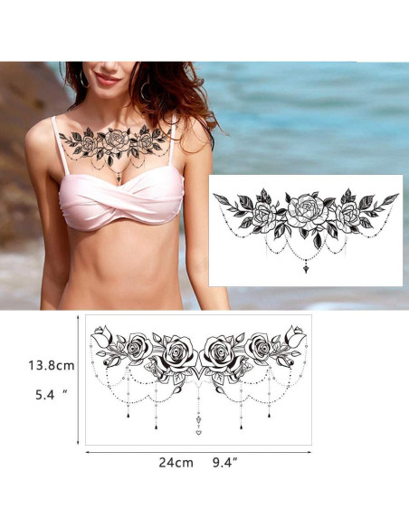 Tatuajes Temporales Glaryyears Pack 6 Flores Realistas 14x24cm