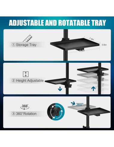 Carro de Tatuaje Poarmeey Ajustable con Ruedas 60x41cm