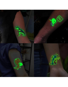 15 Hojas Tatuajes Temporales Brillantes Dinosaurios FANRUI 2