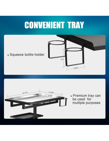 Carro de Tatuaje Poarmeey Ajustable con Ruedas 60x41cm