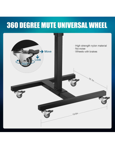 Carro de Tatuaje Poarmeey Ajustable con Ruedas 60x41cm