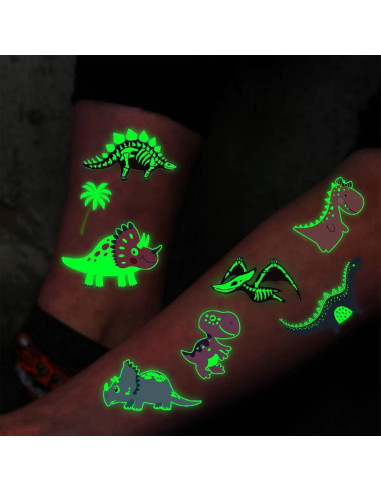 15 Hojas Tatuajes Temporales Brillantes Dinosaurios FANRUI
