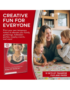 Papel de Tatuaje Temporal BubblePop! 10 Hojas A4 Brillante 2