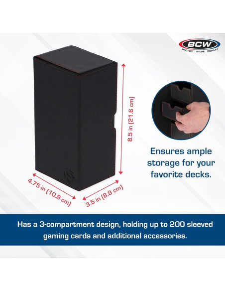 Caja de Cartas BCW Deck Vault-LX 200 Negra con Cierre Magnético