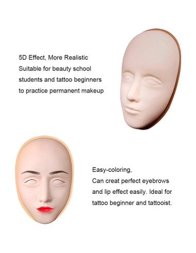 Cabeza de Práctica Tatuaje Facial Silicona 3 Pcs Healthcom