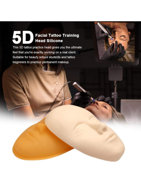 Cabeza de Práctica Tatuaje Facial Silicona 3 Pcs Healthcom