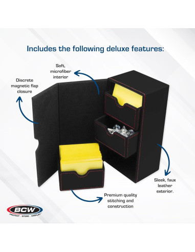 Caja de Cartas BCW Deck Vault-LX 200 Negra con Cierre Magnético