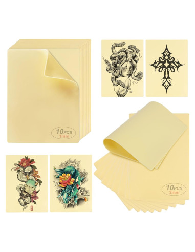 20 Piezas Piel Sintética para Tatuajes Doble Cara 1mm y 2mm