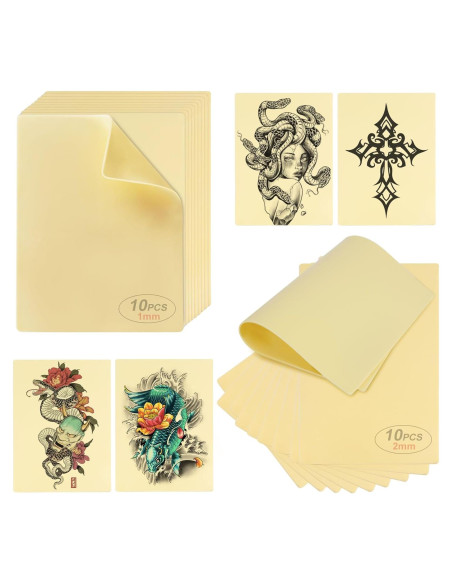 20 Piezas Piel Sintética para Tatuajes Doble Cara 1mm y 2mm