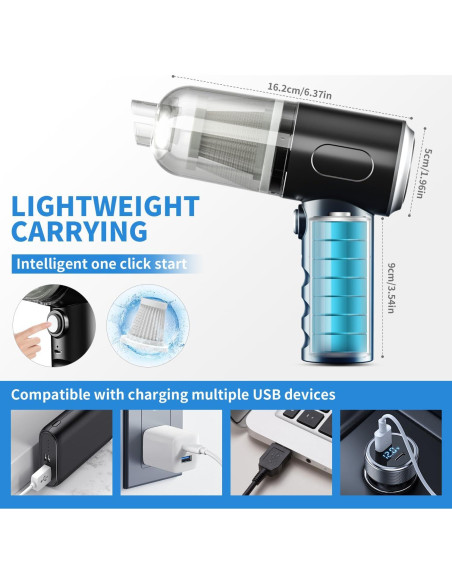 Aspiradora de Mano Inalámbrica Vcwtty 12000PA Mini Portátil