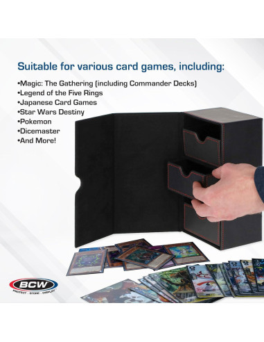 Caja de Cartas BCW Deck Vault-LX 200 Negra con Cierre Magnético