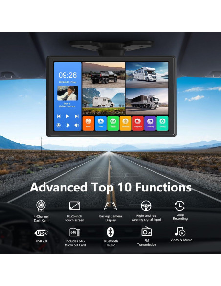 Sistema de Cámara de Respaldo 4 Canales Camotop 10.26" 1080P