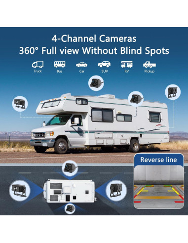 Sistema de Cámara de Respaldo 4 Canales Camotop 10.26" 1080P