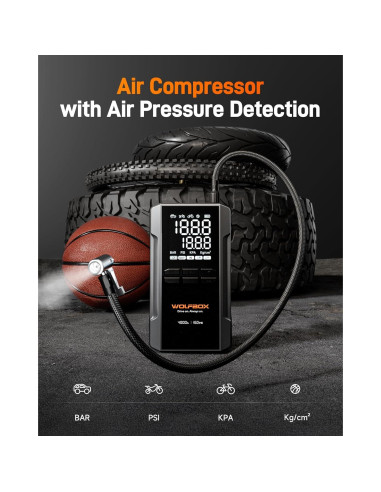 Arrancador de Salto WOLFBOX 4000A con Compresor de Aire 24000mAh
