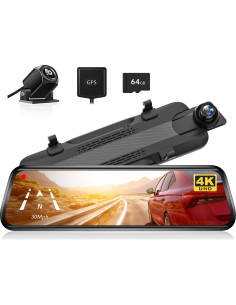 Cámara Espejo WOLFBOX G930 4K + Cámara Dash 3 Canales X5 2