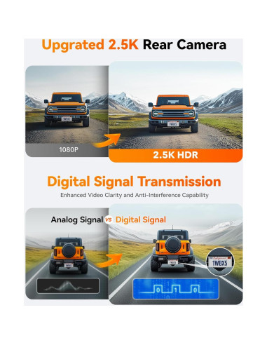 Cámara Espejo WOLFBOX G930 4K + Cámara Dash 3 Canales X5