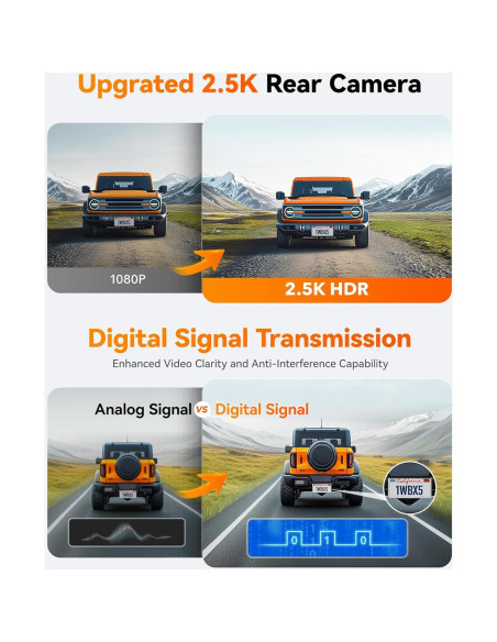 Cámara Espejo WOLFBOX G930 4K + Cámara Dash 3 Canales X5