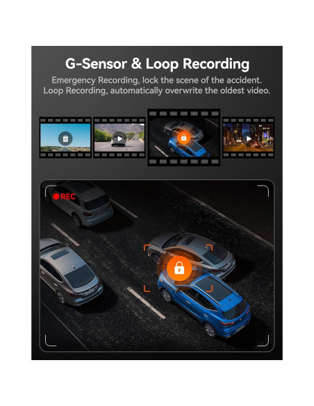 Cámara de Salpicadero WOLFBOX i07 3 Canales HD + Cable 10m