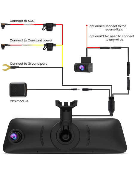 Cámara de Espejo Retrovisor AUTO-VOX V5PRO 1080P 9.35"