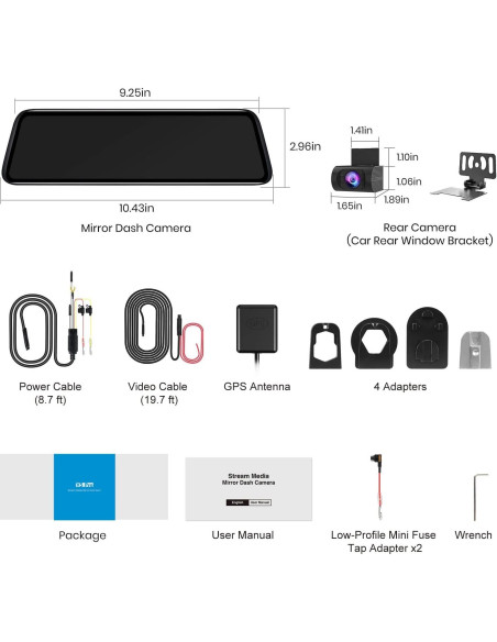Cámara de Espejo Retrovisor AUTO-VOX V5PRO 1080P 9.35"