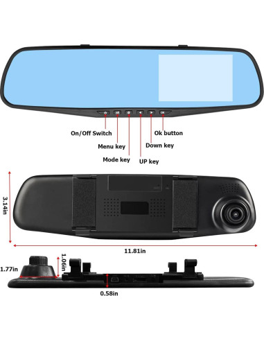 Cámara de Espejo Moly Magnolia 4.3" HD 1080P Duales