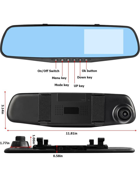 Cámara de Espejo Moly Magnolia 4.3" HD 1080P Duales