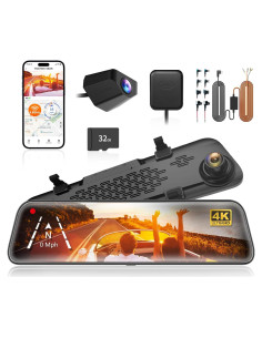 Cámara Espejo WOLFBOX G930 4K + Kit Cableado USB Tipo C 3.5m