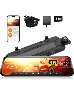 Cámara Espejo WOLFBOX G930 4K + Kit Cableado USB Tipo C 3.5m 2