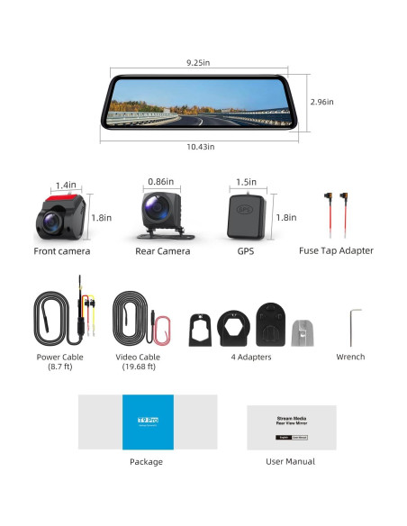 Cámara de Espejo Retrovisor AUTO-VOX T9PRO 9.35" FHD