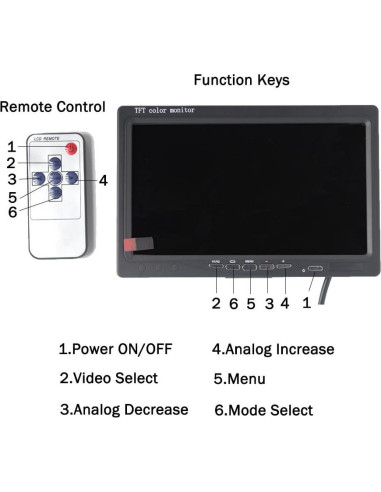 Monitor TFT LCD 7" Padarsey con Retroiluminación LED para Autos