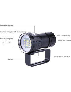 Linterna de buceo Aramox 18000 Lúmenes 500m LED IPX8 2