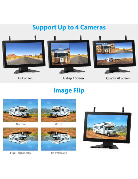 Sistema de Cámara de Respaldo Inalámbrica Solar ZEROXCLUB 4 Cámaras HD1080P