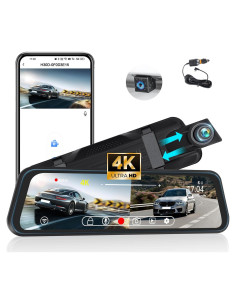 Cámara de Tablero Espejo 4K AMprime 9.66" con Doble Cámara