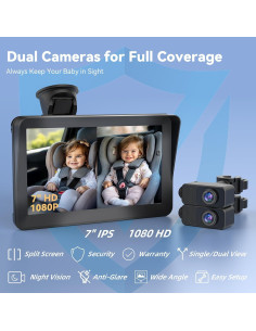 Cámara de Auto para Bebés Mulzeart 7" FHD Doble Visión 2