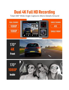 Cámara de tablero Kingslim D1 Pro 2K dual con Wi-Fi y GPS 2