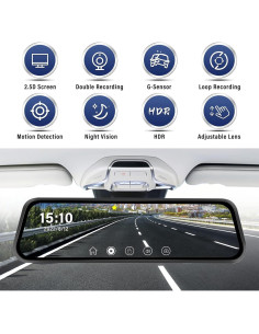 Cámara Espejo CAMECHO 9.66" Doble Cámara HD Visión Nocturna 2