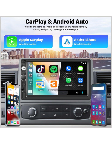 Radio de Coche Doble Din UNITOPSCI 7" CarPlay Android Auto