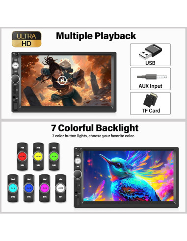 Radio de Coche Doble Din UNITOPSCI 7" CarPlay Android Auto