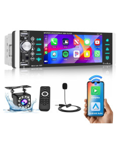 Estéreo de Coche Hikity 1 Din 5.1" Carplay Android Auto Bluetooth