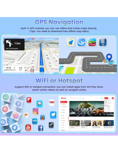 Estéreo Android Roinvou 4+64G para Toyota Corolla 2005-2012